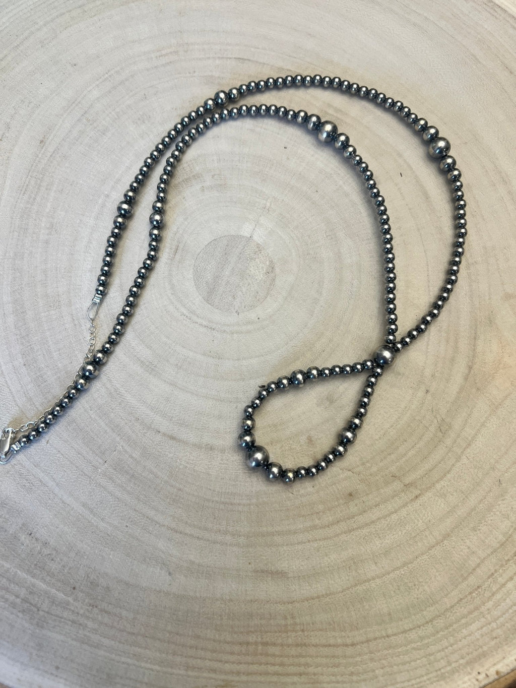 Graduated Sterling Pearl Hoop Necklace — 23 inch (4-5-6-8mm) - Rooted & Reckless Co.