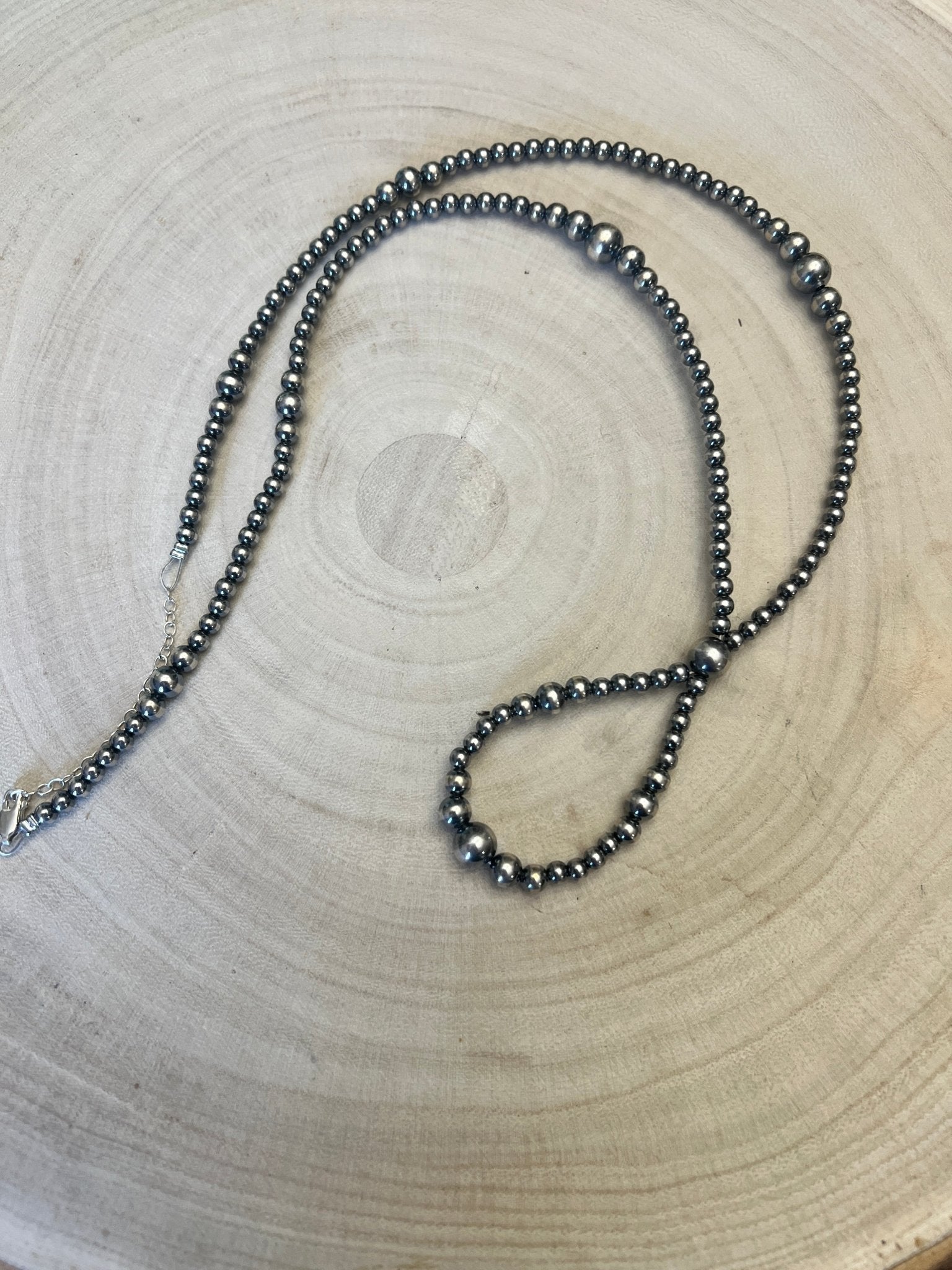 Graduated Sterling Pearl Hoop Necklace — 23 inch (4-5-6-8mm) - Rooted & Reckless Co.