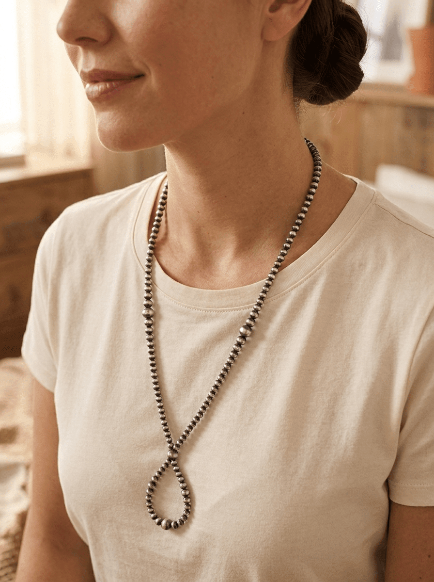 Graduated Sterling Pearl Hoop Necklace — 23 inch (4-5-6-8mm) - Rooted & Reckless Co.