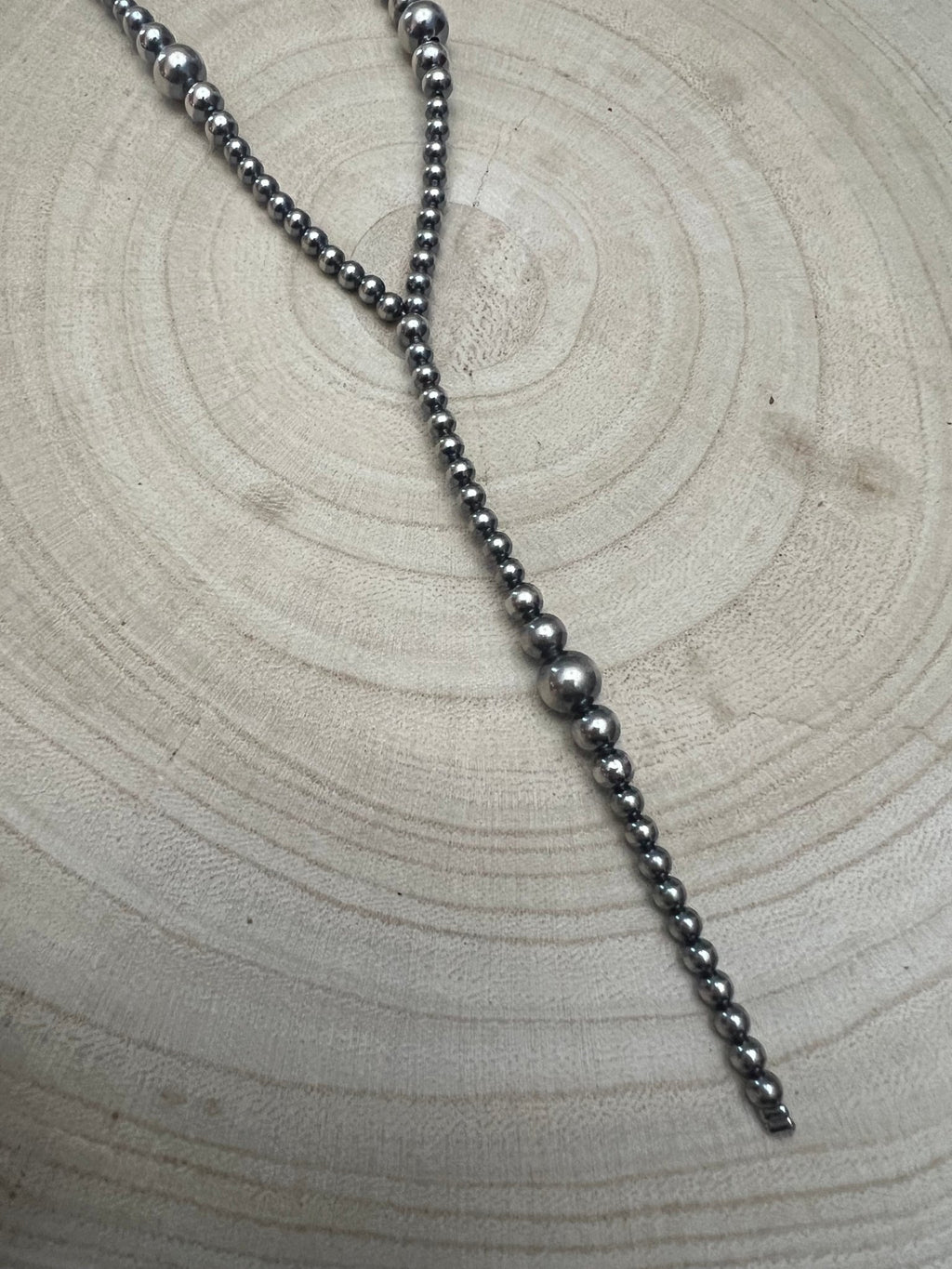 Graduated Sterling Pearl Lariat Necklace — 18 inch (with 4 inch drop, 4-5-6-8mm graduated) - Rooted & Reckless Co.