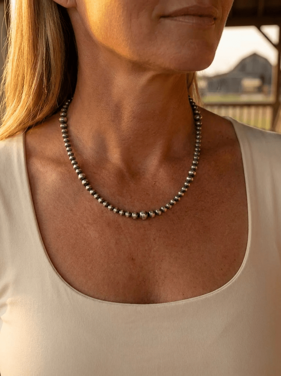 Graduated Sterling Pearl Necklace — 18 inch (4-5-6-8mm) - Rooted & Reckless Co.