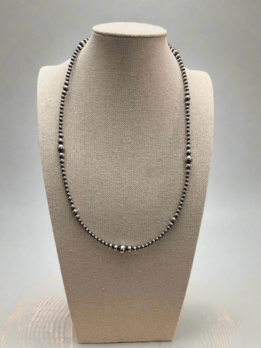 Graduated Sterling Pearl Necklace — 22 inch (4-5-6-8mm) - Rooted & Reckless Co.