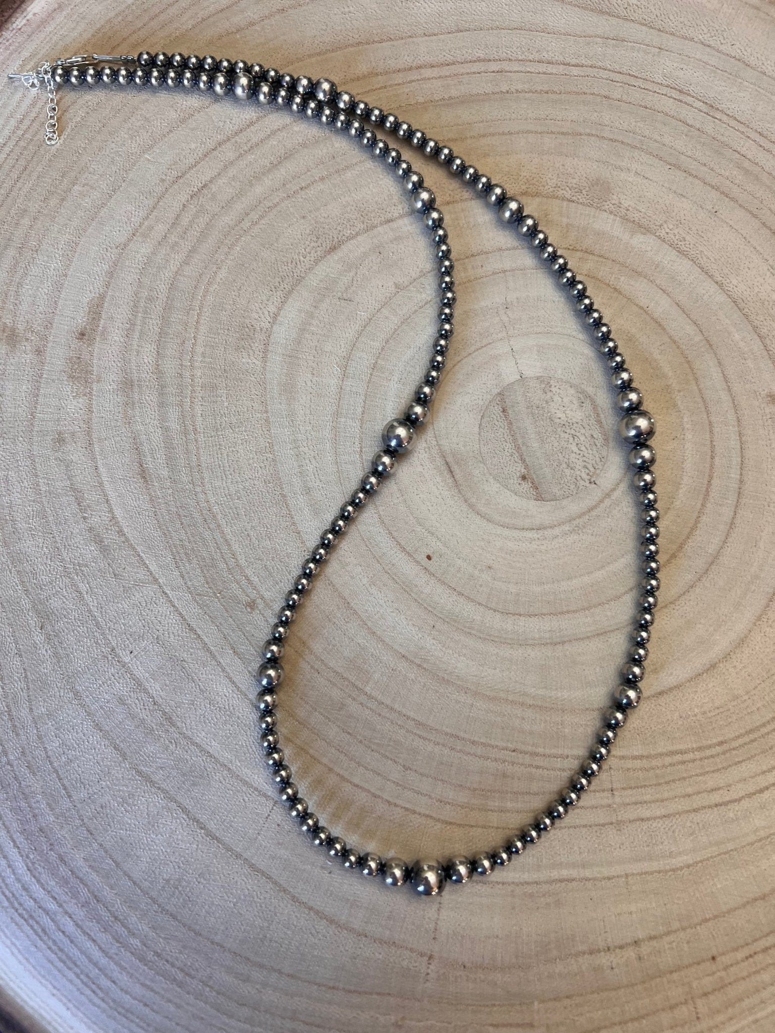 Graduated Sterling Pearl Necklace — 22 inch (4-5-6-8mm) - Rooted & Reckless Co.