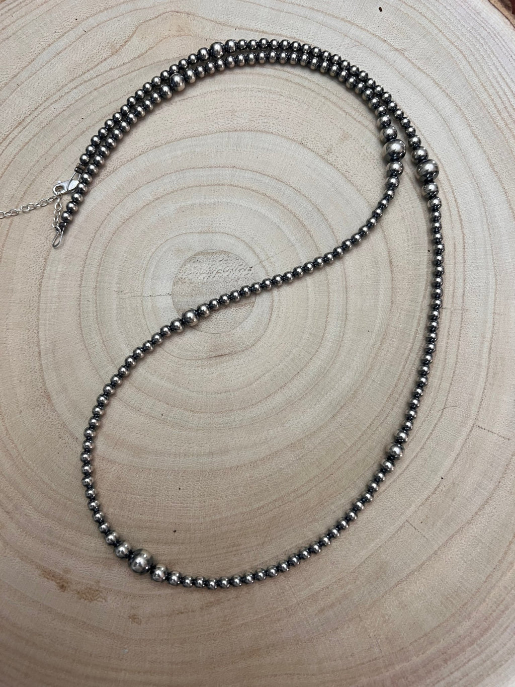 Graduated Sterling Pearl Necklace — 28 inch (Made in USA, 4-5-6-8mm) - Rooted & Reckless Co.