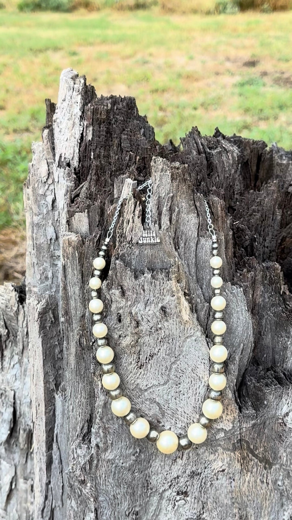 Graduated White Pearl and Sterling Silver Beaded Necklace - Rooted & Reckless Co.