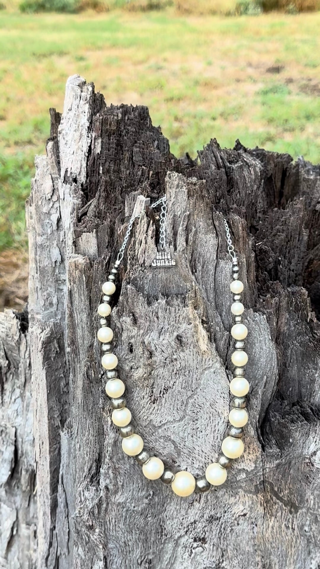 Graduated White Pearl and Sterling Silver Beaded Necklace - Rooted & Reckless Co.