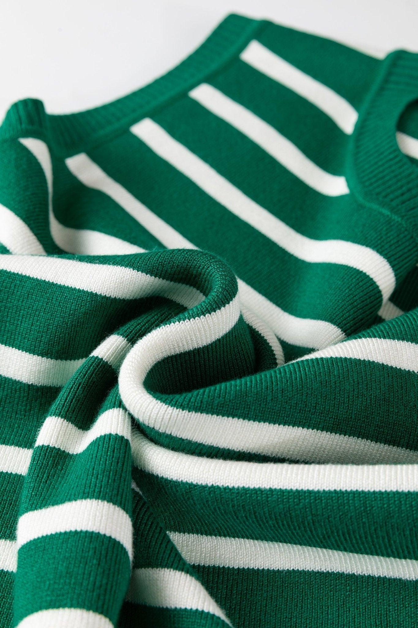 Green Stripe Crew Neck Sleeveless Sweater Vest - Rooted & Reckless Co.