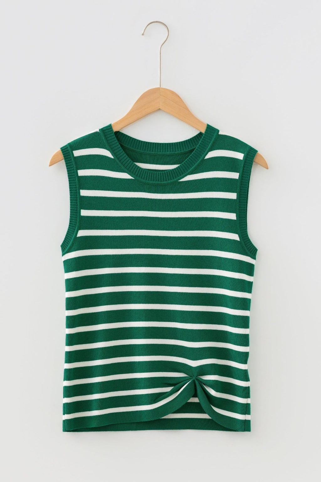 Green Stripe Crew Neck Sleeveless Sweater Vest - Rooted & Reckless Co.