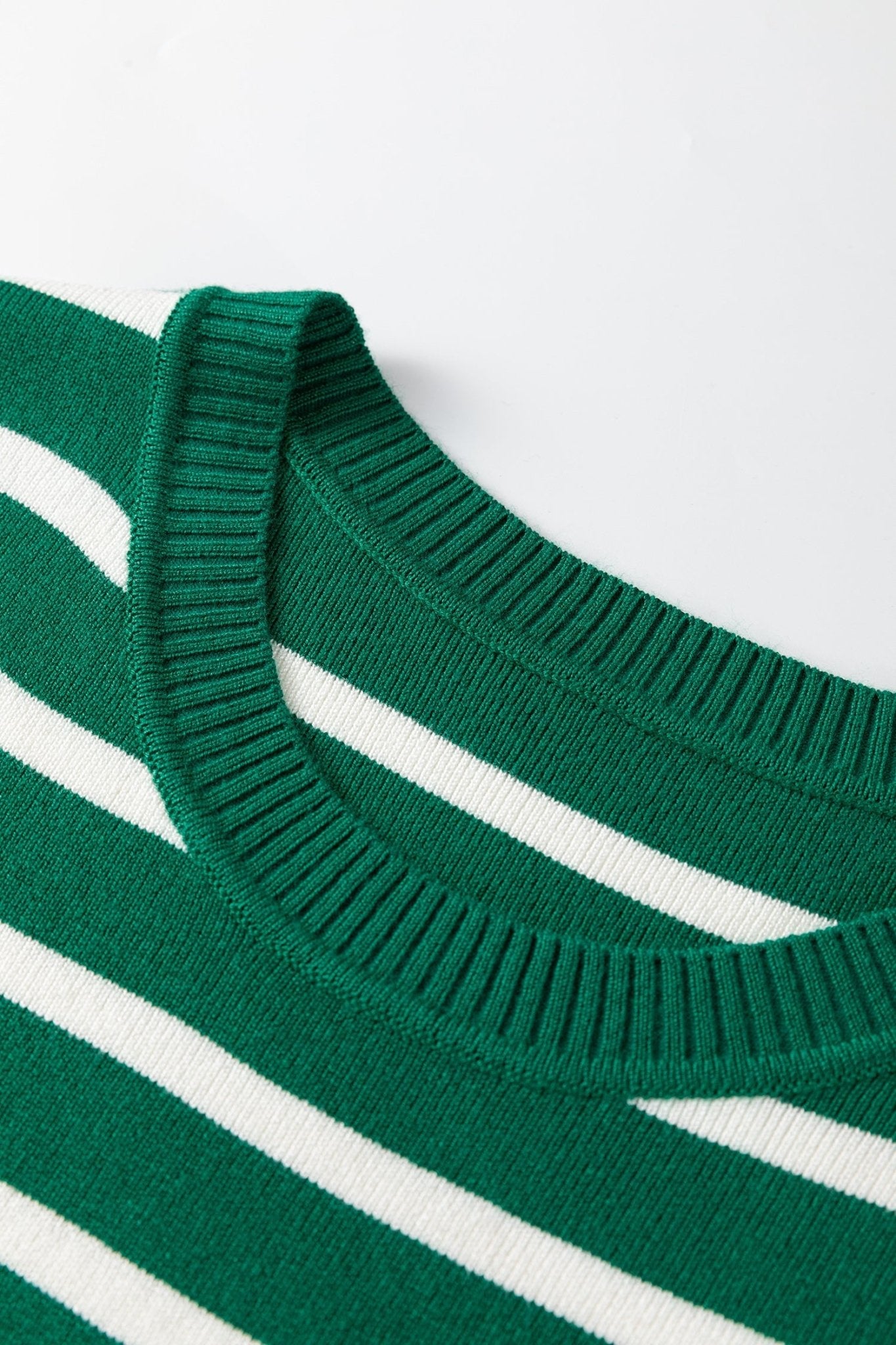 Green Stripe Crew Neck Sleeveless Sweater Vest - Rooted & Reckless Co.