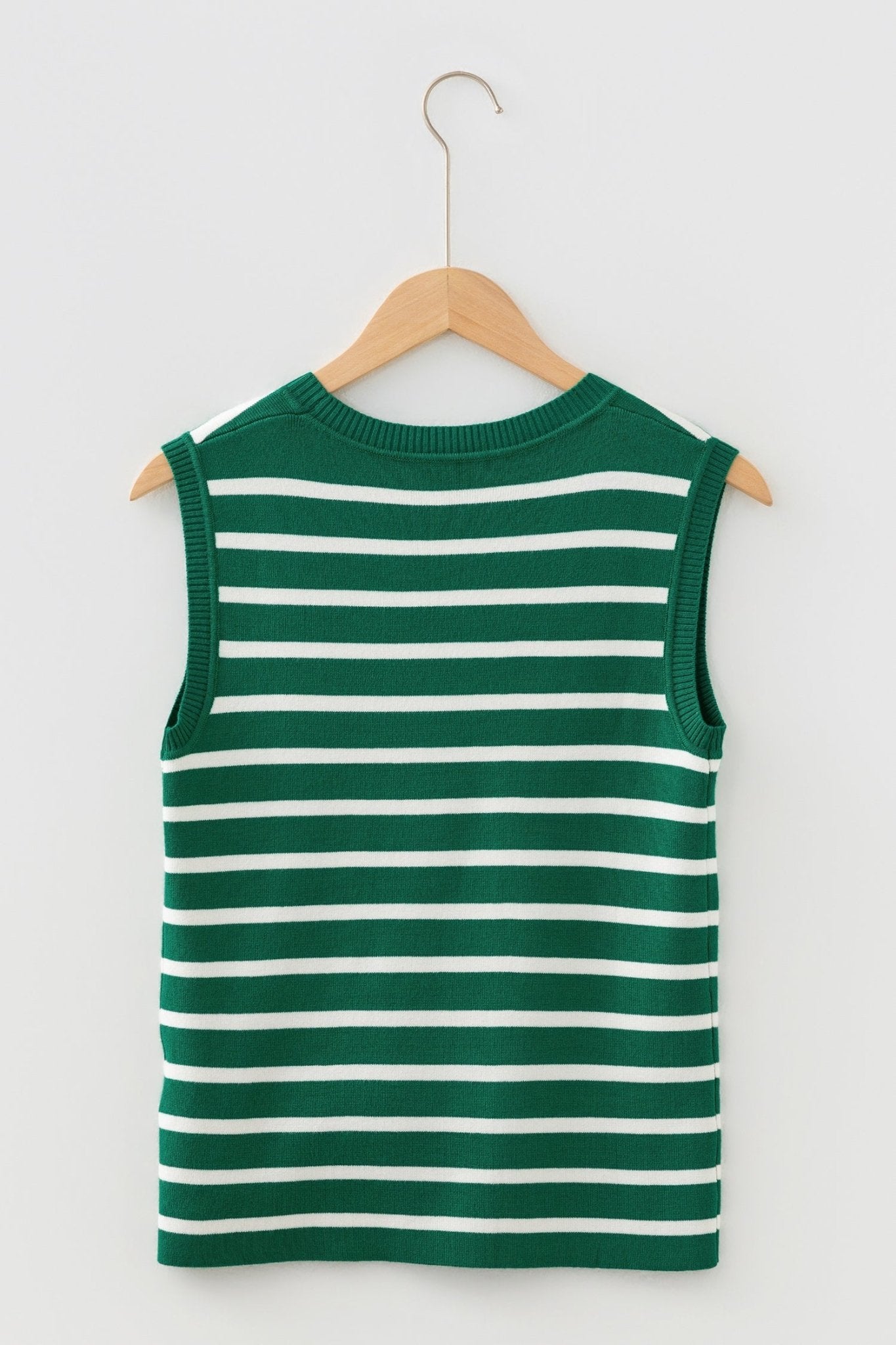 Green Stripe Crew Neck Sleeveless Sweater Vest - Rooted & Reckless Co.