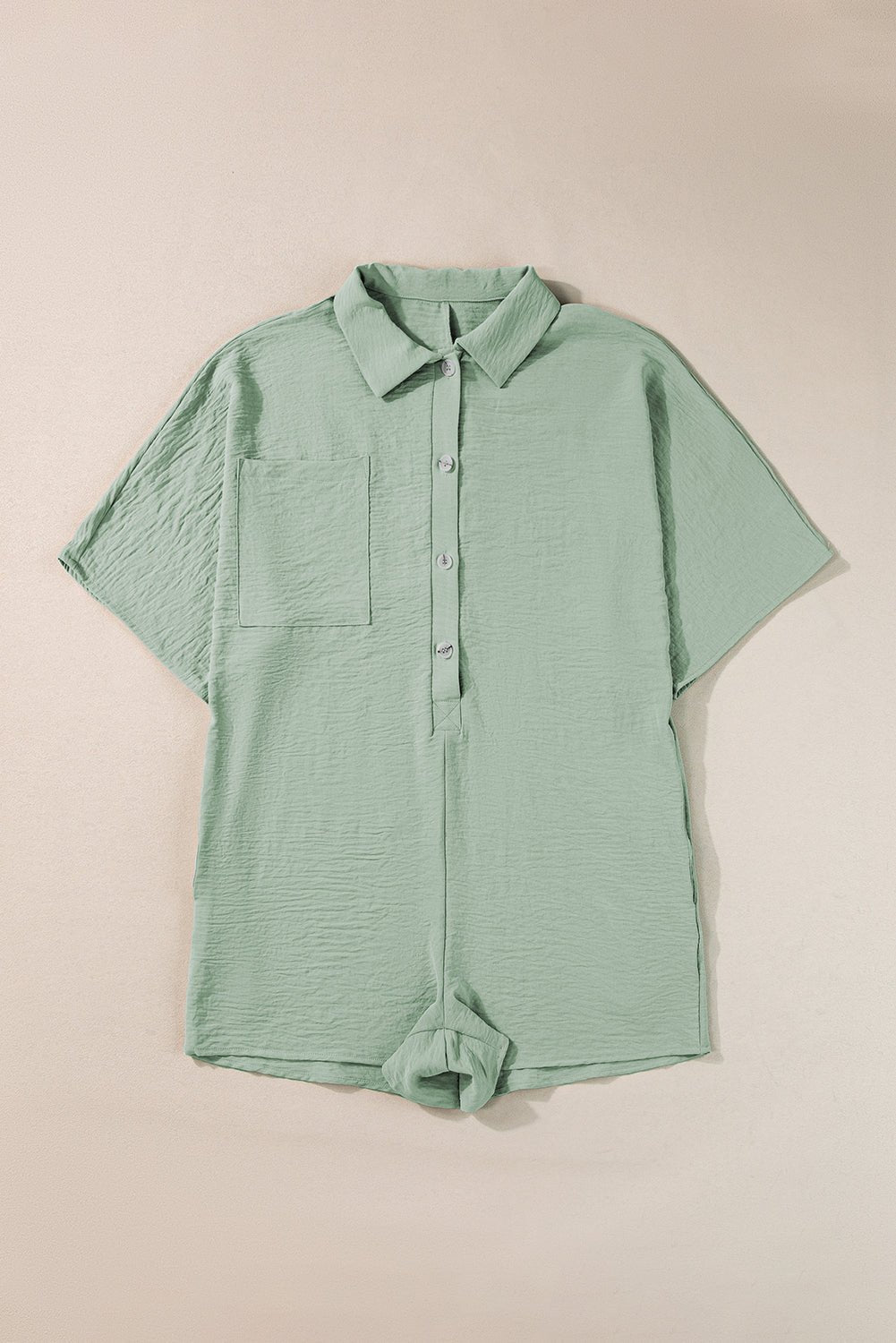 Half Button Collared Loose Romper w/ Pockets - Rooted & Reckless Co.