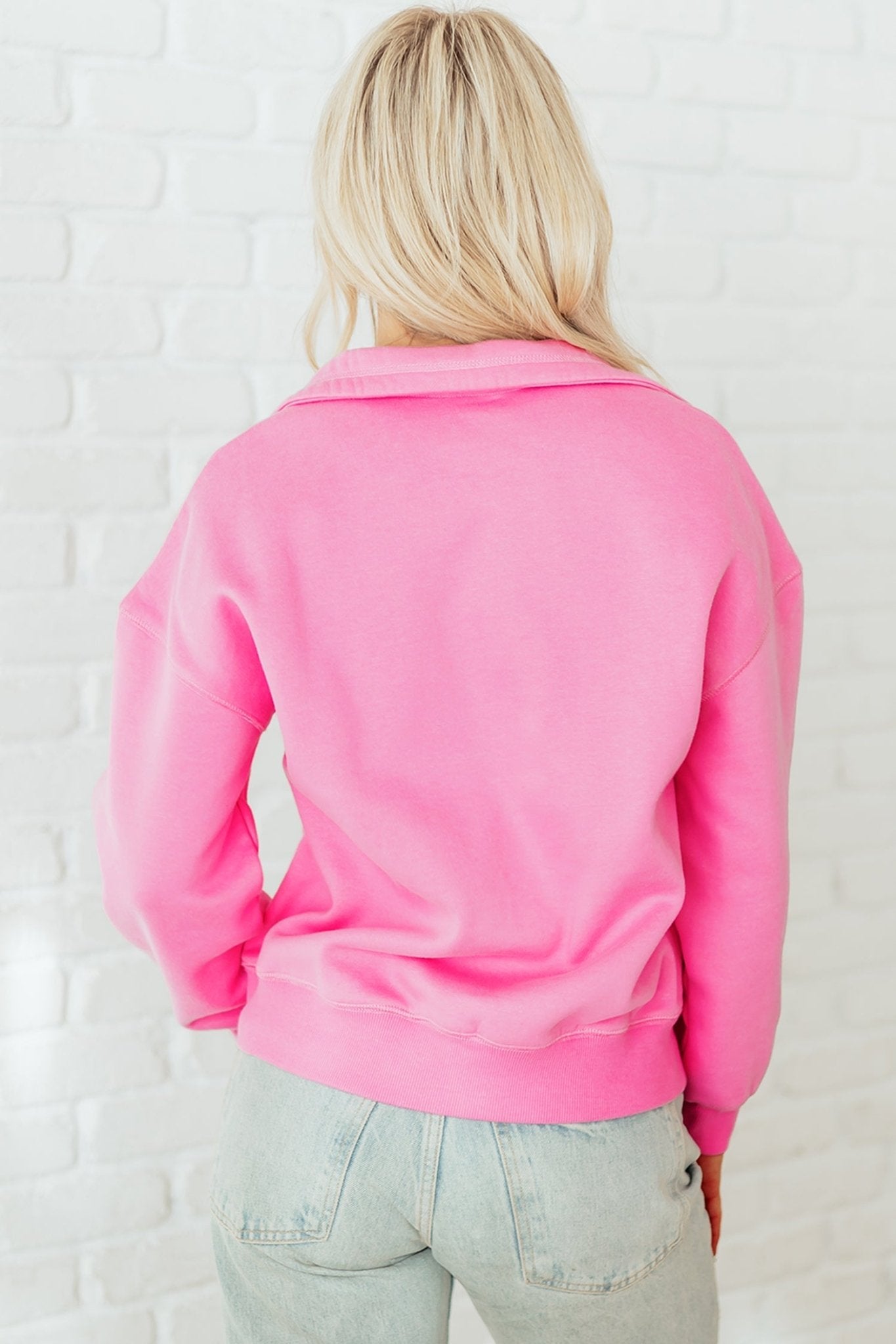 Half Button Stand Neck Drop Shoulder Sweatshirt - Rooted & Reckless Co.