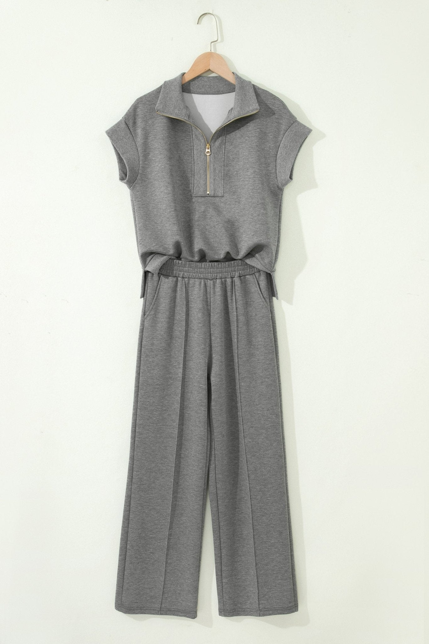 Half Zip Polo Tee & High Waist Pant Set - Rooted & Reckless Co.