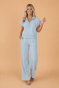 Half Zip Polo Tee & High Waist Pant Set - Rooted & Reckless Co.