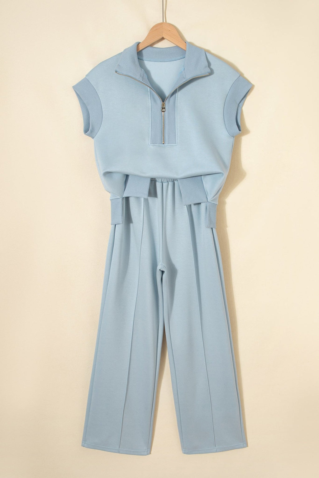 Half Zip Polo Tee & High Waist Pant Set - Rooted & Reckless Co.