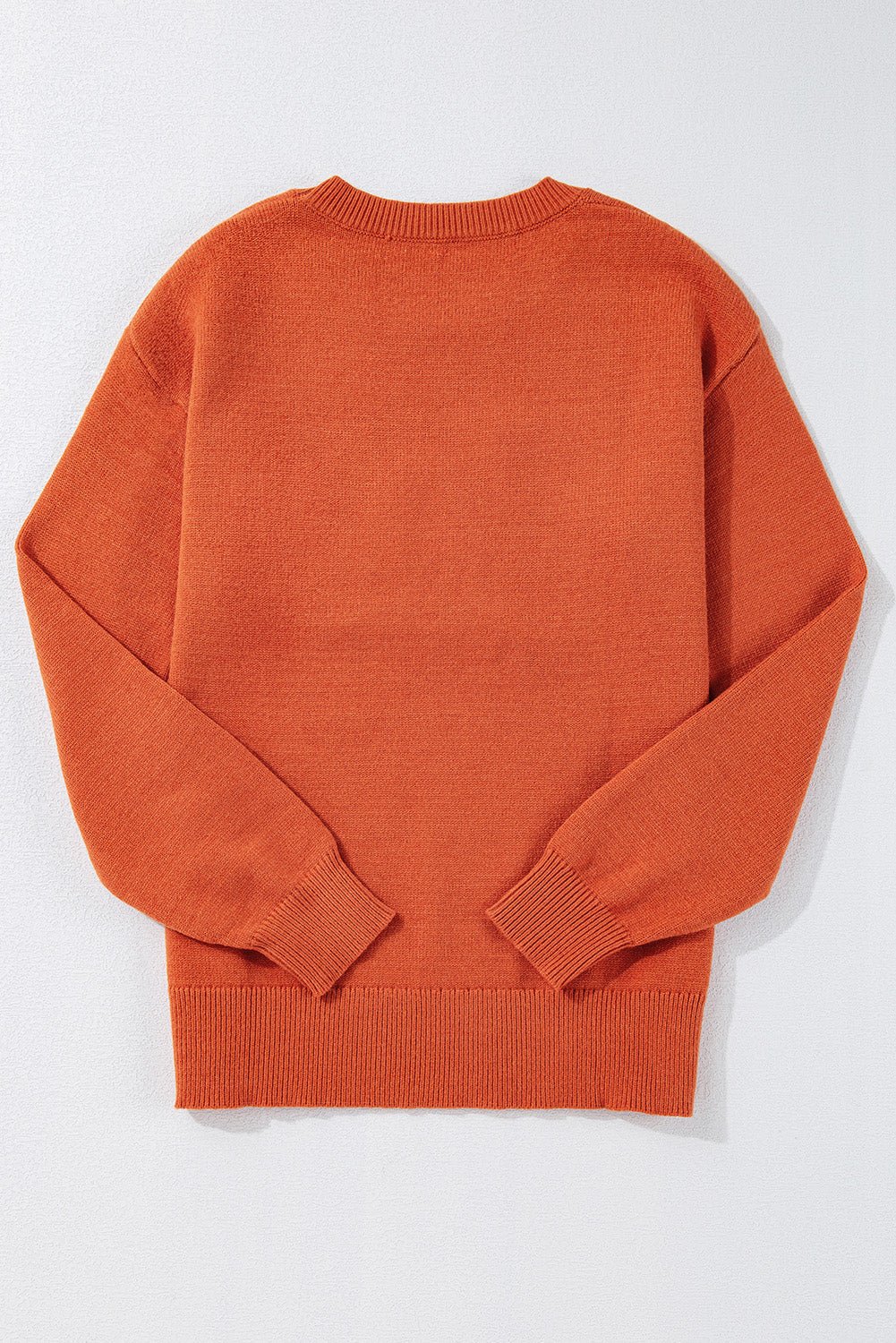 Halloween Boo Drop Shoulder Ribbed Trim Sweater - Rooted & Reckless Co.