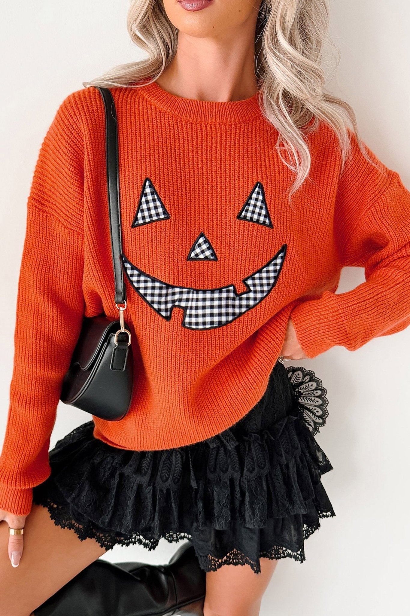 Halloween Drop Shoulder Long Sleeve Round Neck Sweater - Rooted & Reckless Co.