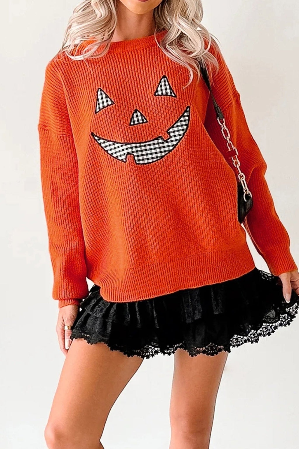 Halloween Drop Shoulder Long Sleeve Round Neck Sweater - Rooted & Reckless Co.