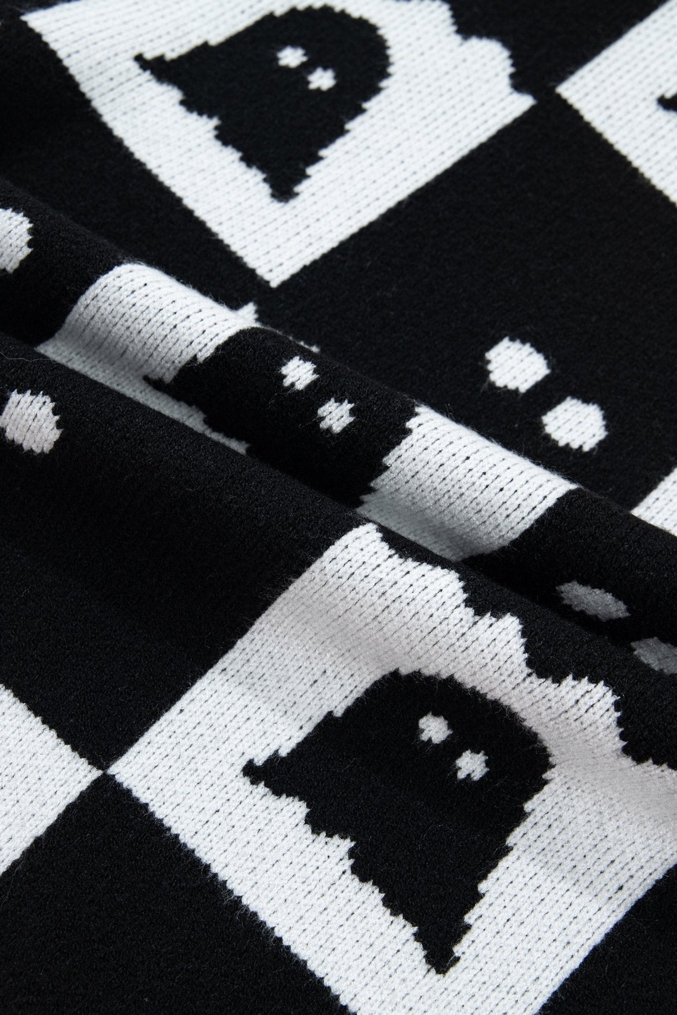 Halloween Ghost Checker High Neck Drop Shoulder Sweater - Rooted & Reckless Co.