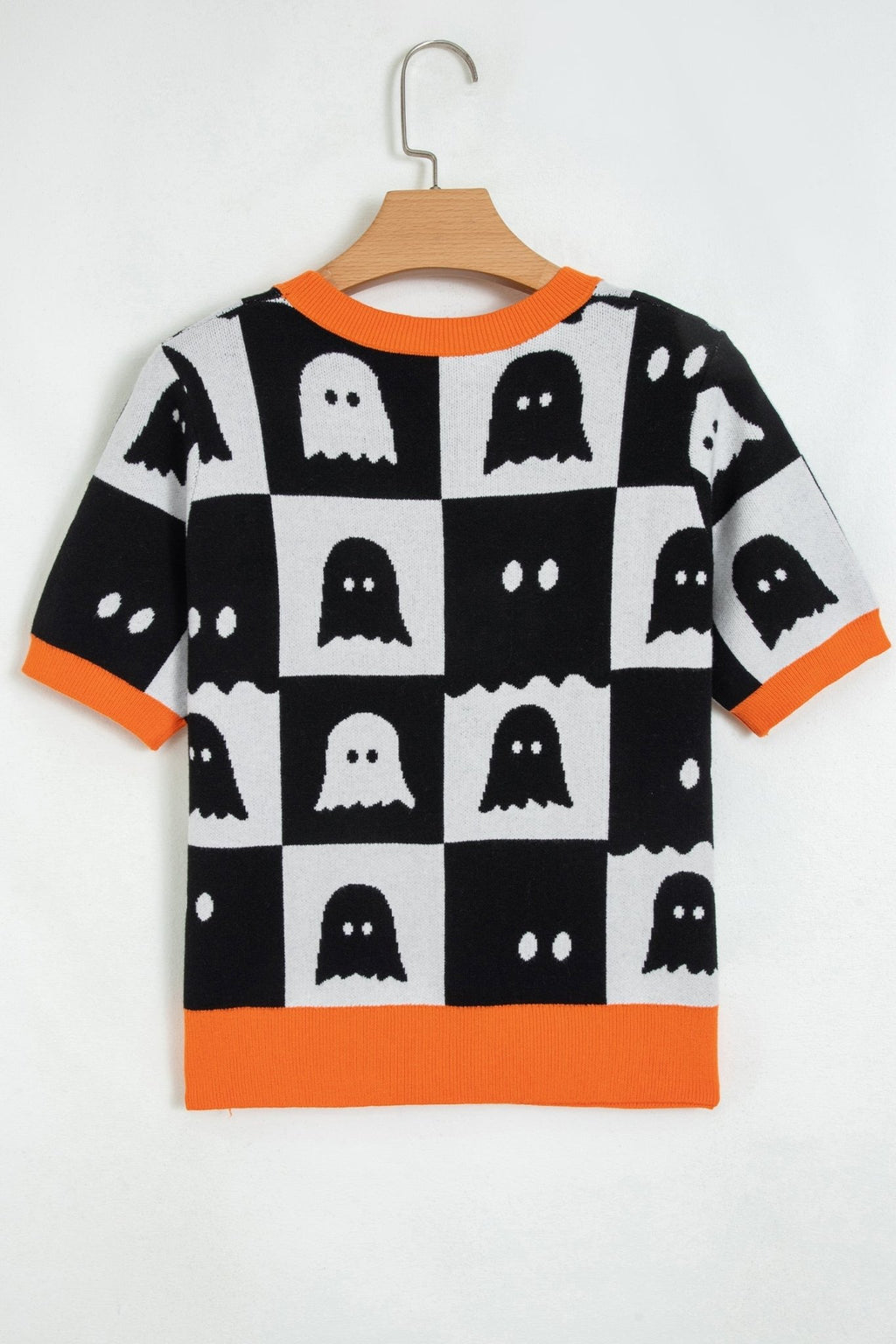 Halloween Ghost Checker Short Sleeve Knit Top - Rooted & Reckless Co.