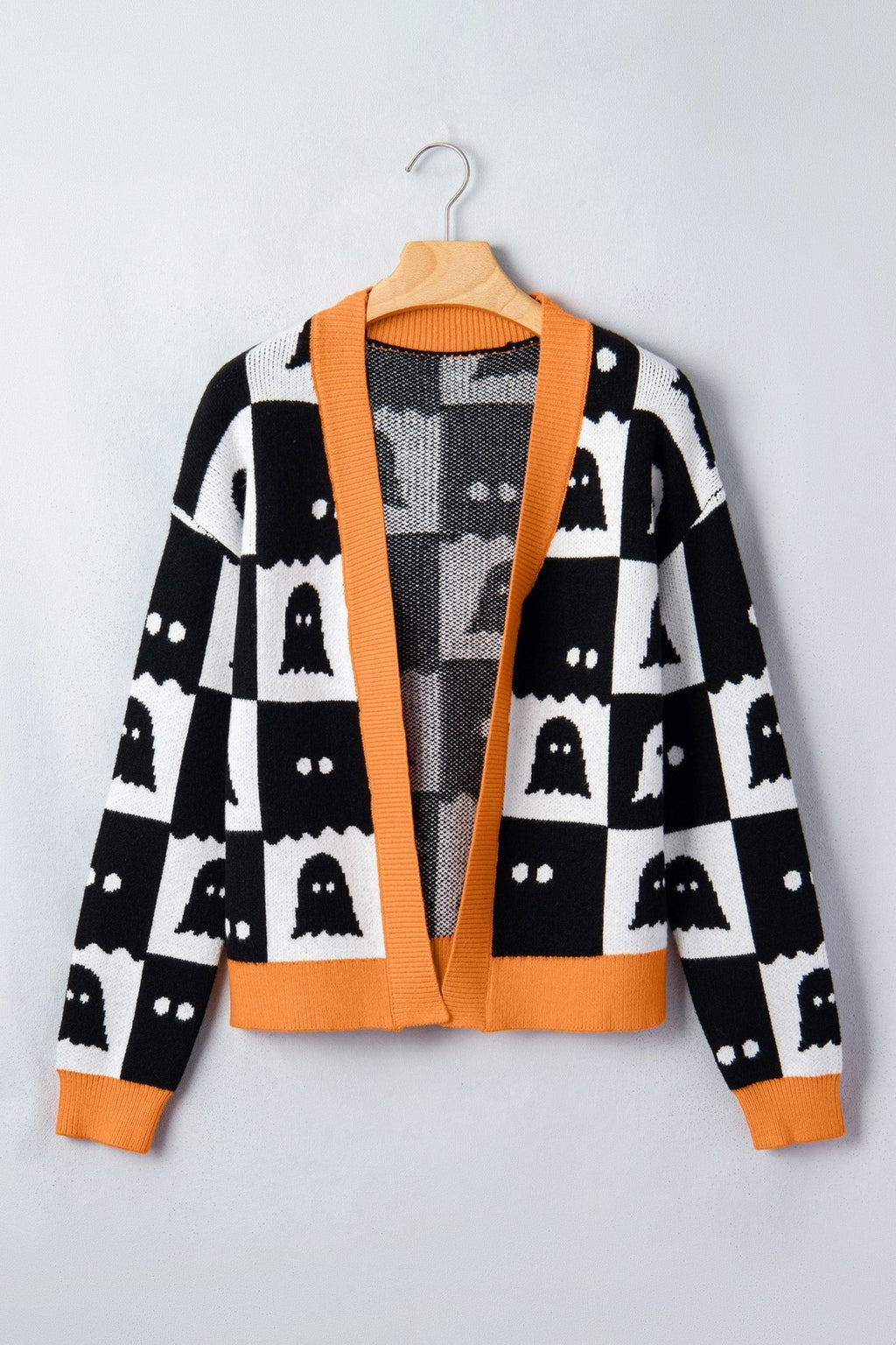 Halloween Ghost Colorblock Drop Shoulder Knit Cardigan - Rooted & Reckless Co.