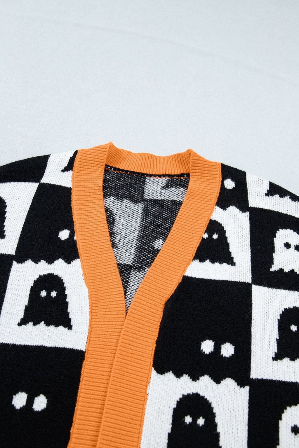Halloween Ghost Colorblock Drop Shoulder Knit Cardigan - Rooted & Reckless Co.
