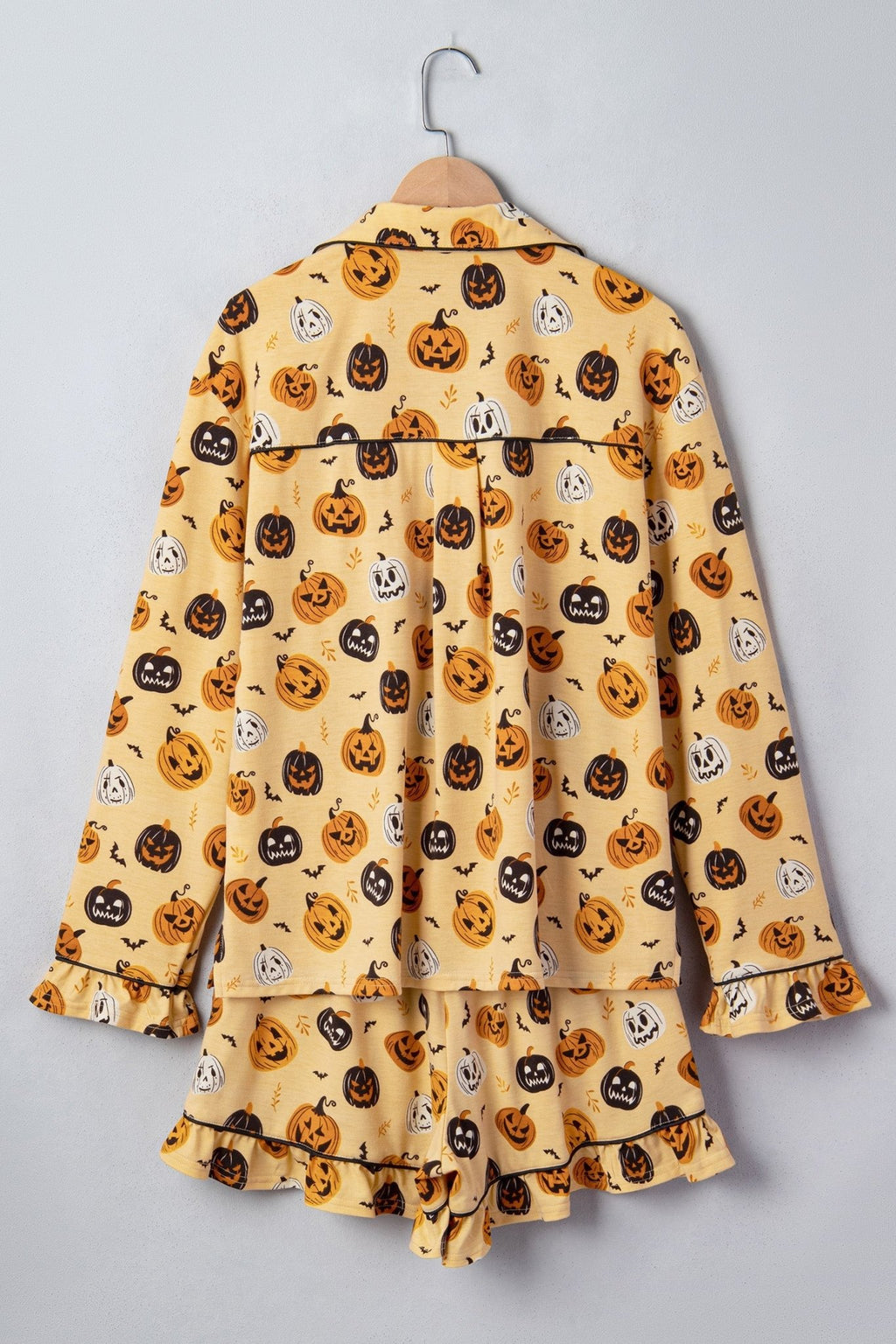 Halloween Jack-O-Lantern Ruffle Top & Shorts Lounge Set - Rooted & Reckless Co.