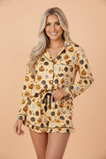 Halloween Jack-O-Lantern Ruffle Top & Shorts Lounge Set - Rooted & Reckless Co.