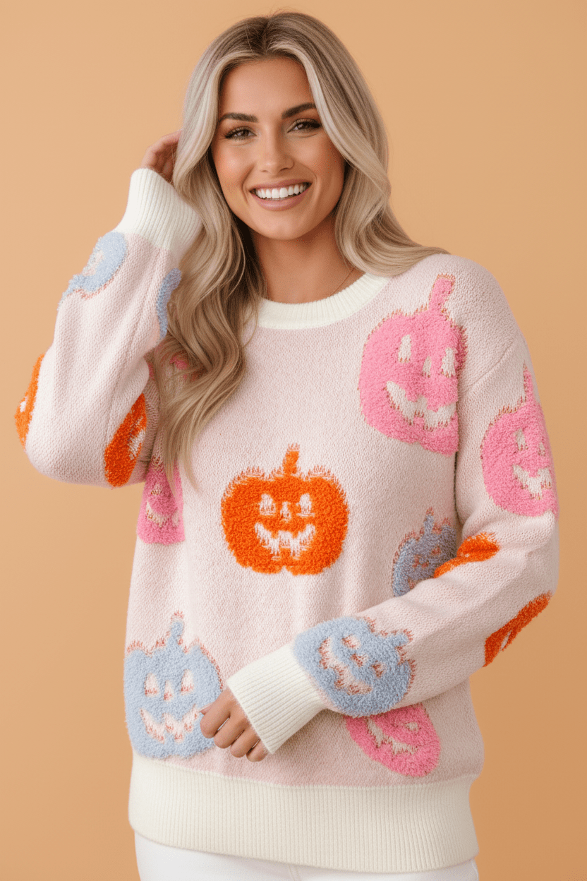 Halloween Pumpkin Crewneck Sweater - Rooted & Reckless Co.