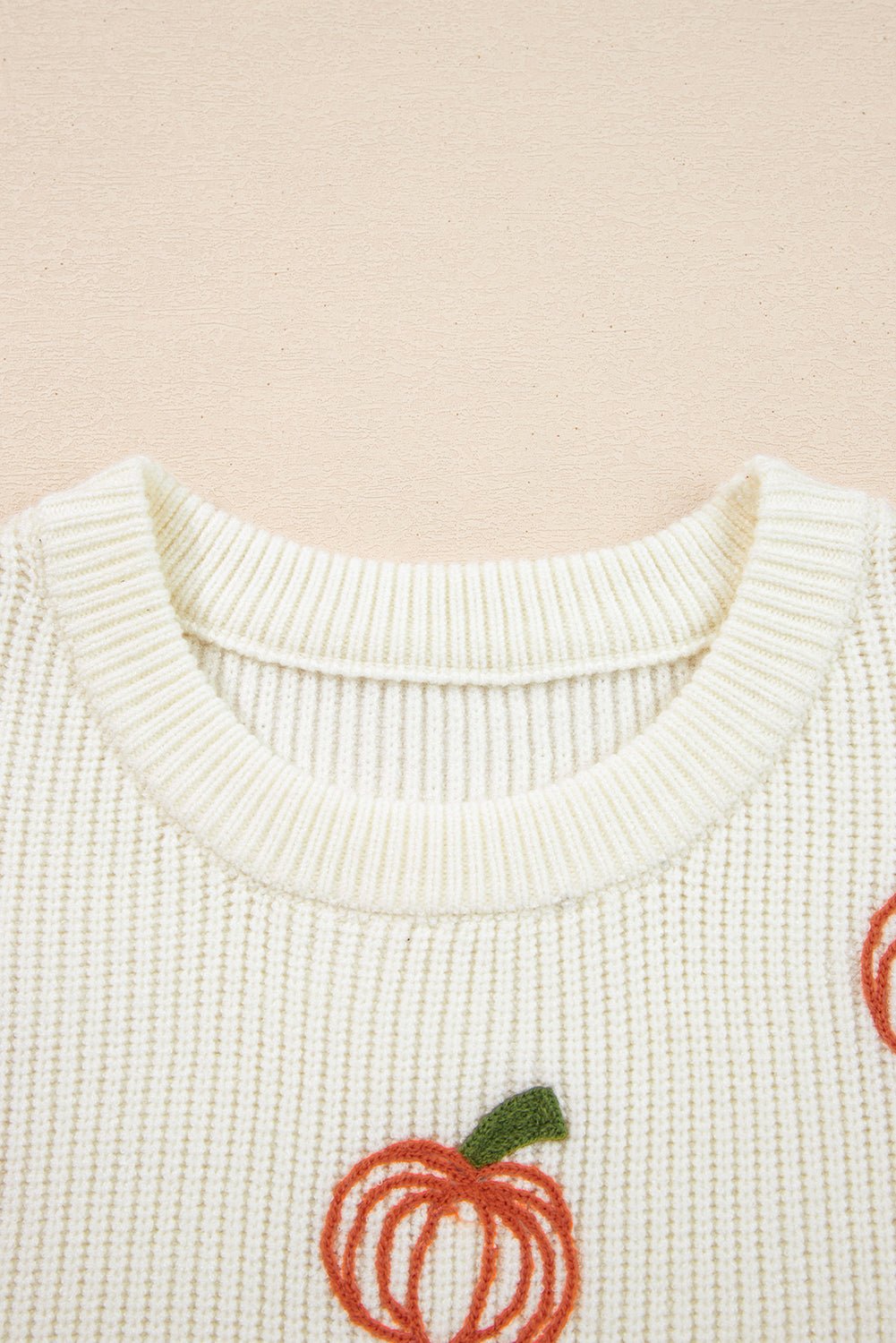 Halloween Pumpkin Embroidered Ribbed Thanksgiving Holiday Sweater - Rooted & Reckless Co.