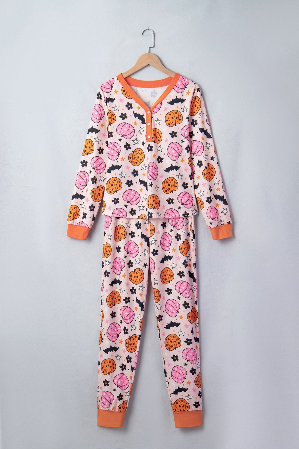 Halloween Pumpkin Long Sleeve Top & Pants Lounge Set - Rooted & Reckless Co.