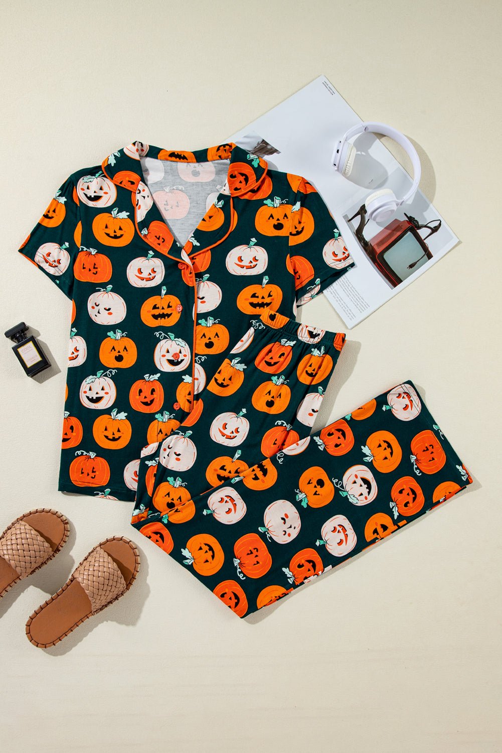 Halloween Pumpkin Shirt & Pants Pajama Set - Rooted & Reckless Co.