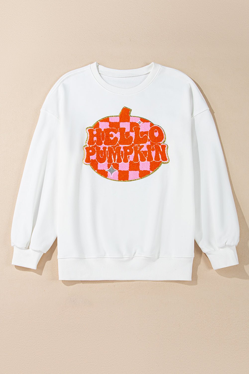 Halloween Pumpkin Terry Patched Pullover Sweatshirt - Rooted & Reckless Co.