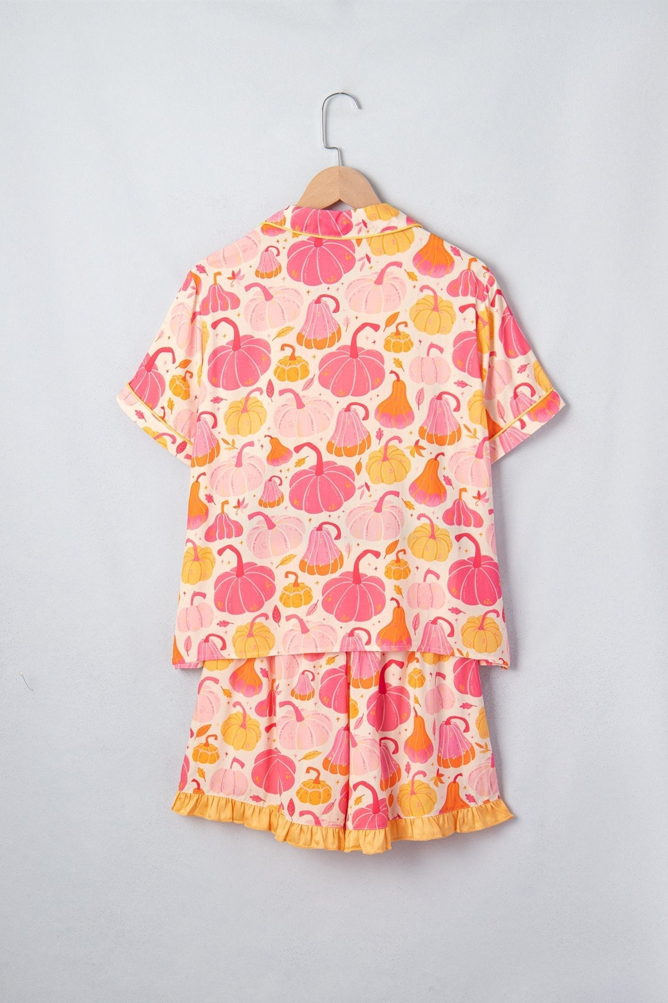 Halloween Pumpkin Top & Ruffle Shorts Lounge Set - Rooted & Reckless Co.