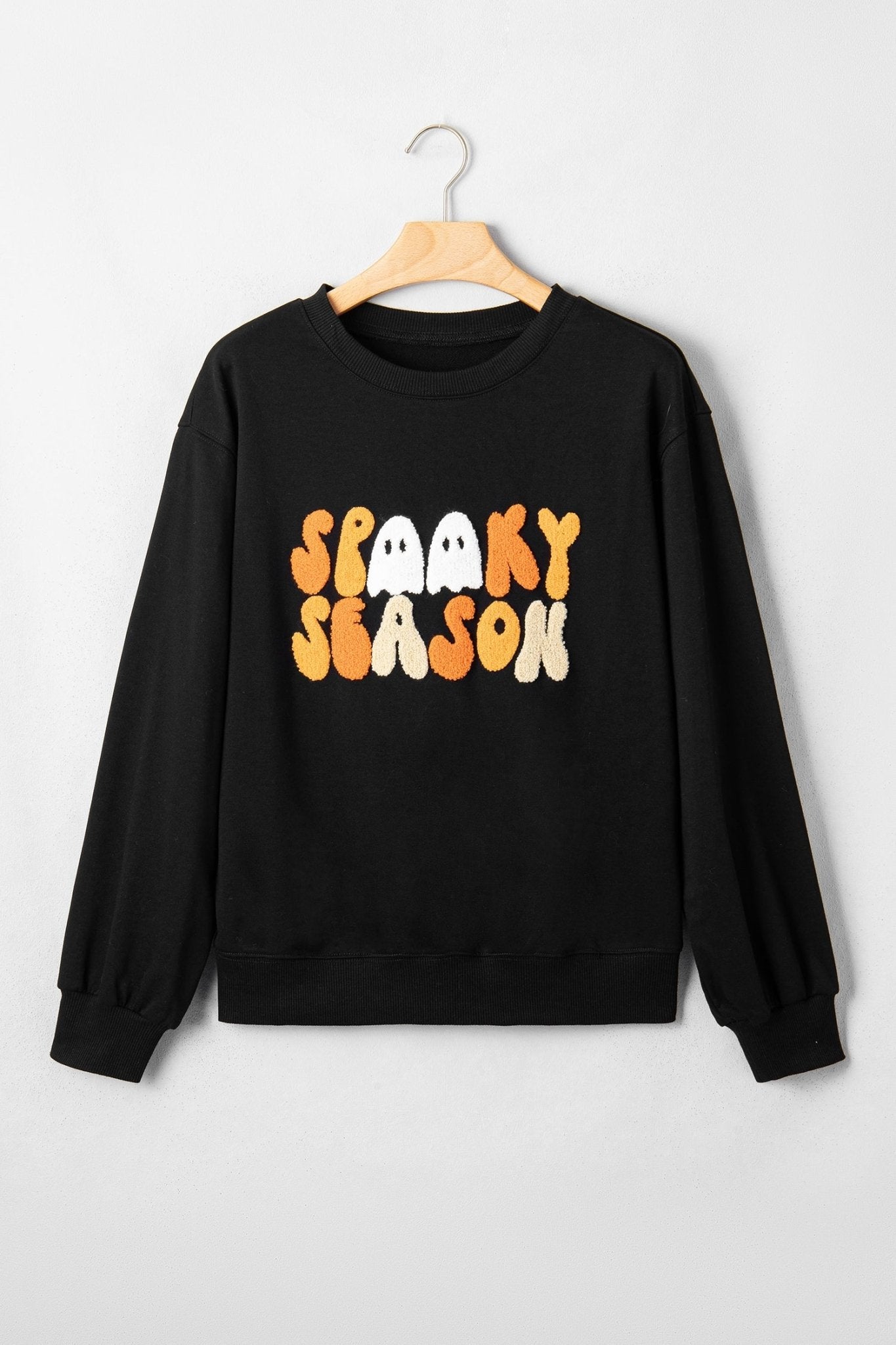 Halloween Spooky Season Embroidered Long Sleeve Sweatshirt - Rooted & Reckless Co.