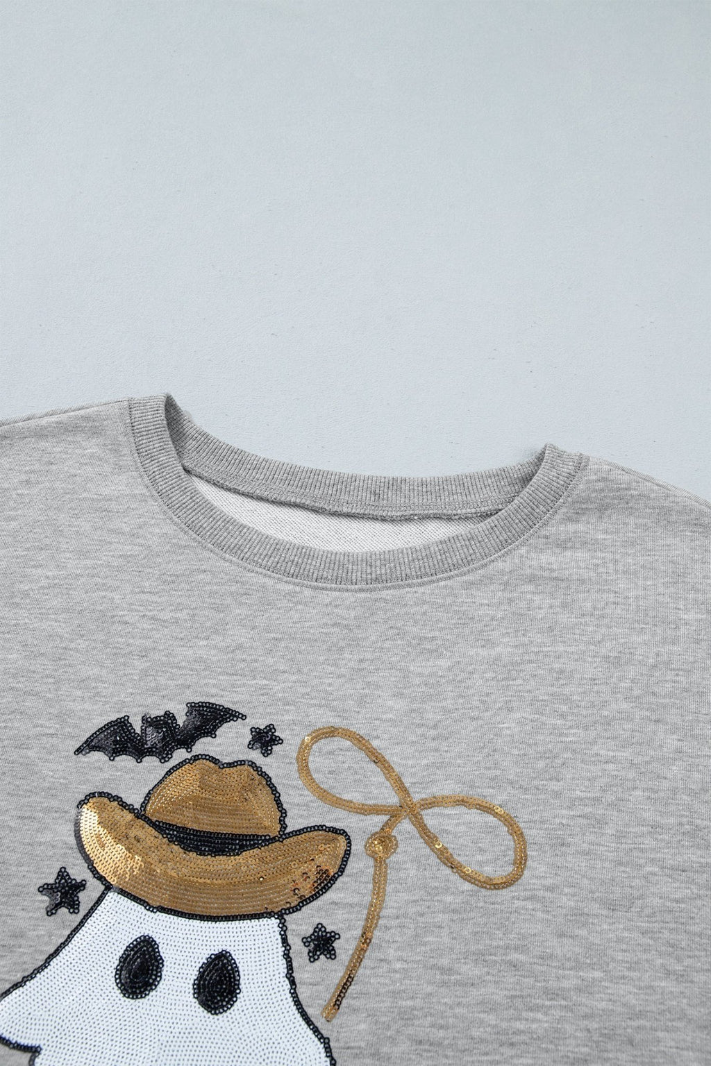 Halloween Western Ghost Sequin Graphic Long Sleeve Sweatshirt - Rooted & Reckless Co.