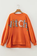 Halloween Witchy Plaid Patchwork Exposed Seam Sweatshirt - Rooted & Reckless Co.