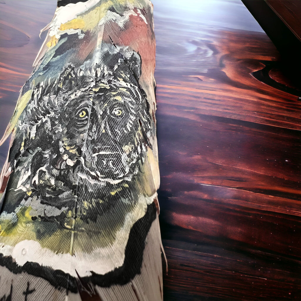 Hand-Painted Hat Feather by Chad Demien — One-of-a-Kind Western Artisan Feather (Custom Designs Available) - Rooted & Reckless Co.