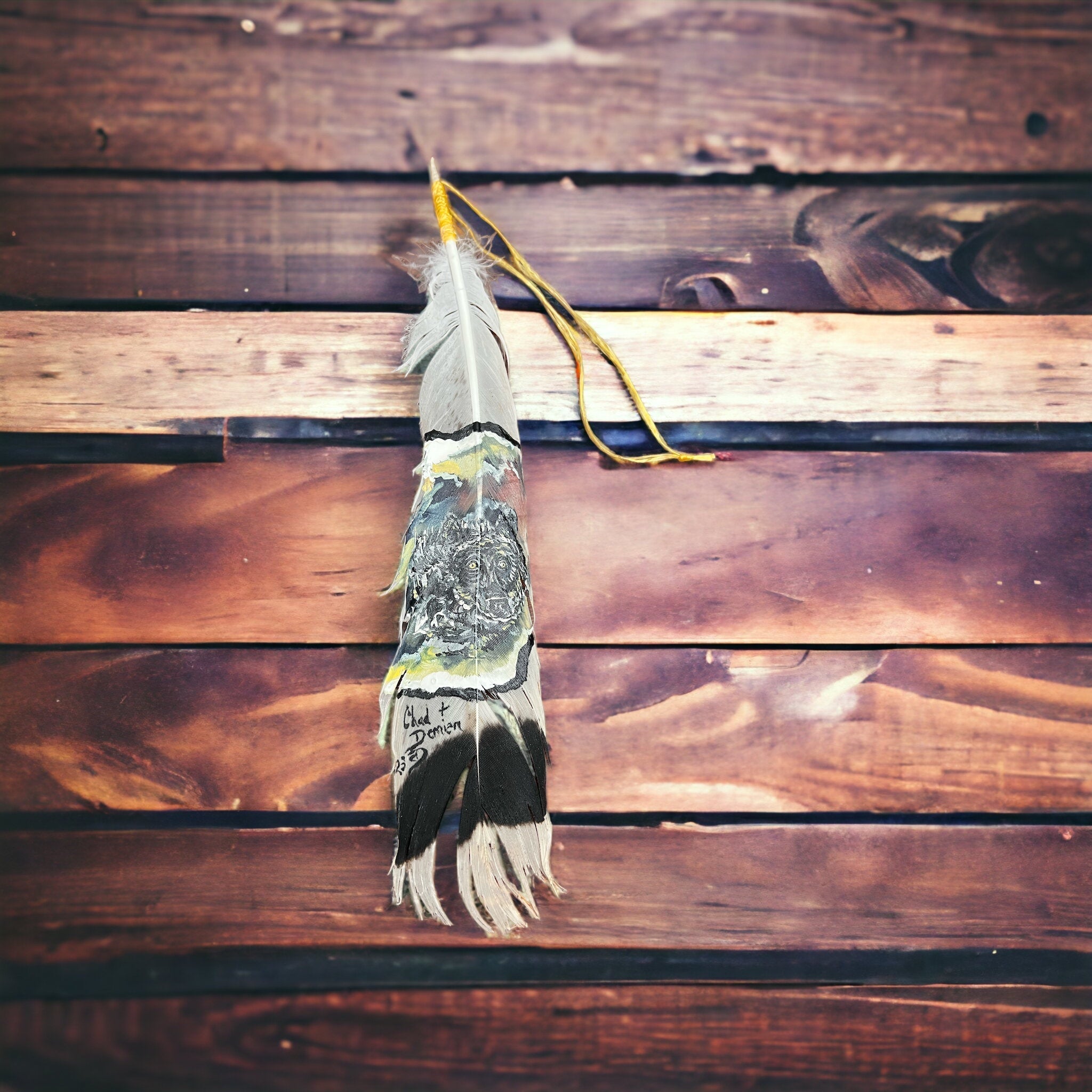 Hand-Painted Hat Feather by Chad Demien — One-of-a-Kind Western Artisan Feather (Custom Designs Available) - Rooted & Reckless Co.
