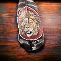 Hand-Painted Lion Hat Feather by Chad Demien — Wildlife Artisan Western Hat Accessory (Custom Available) - Rooted & Reckless Co.