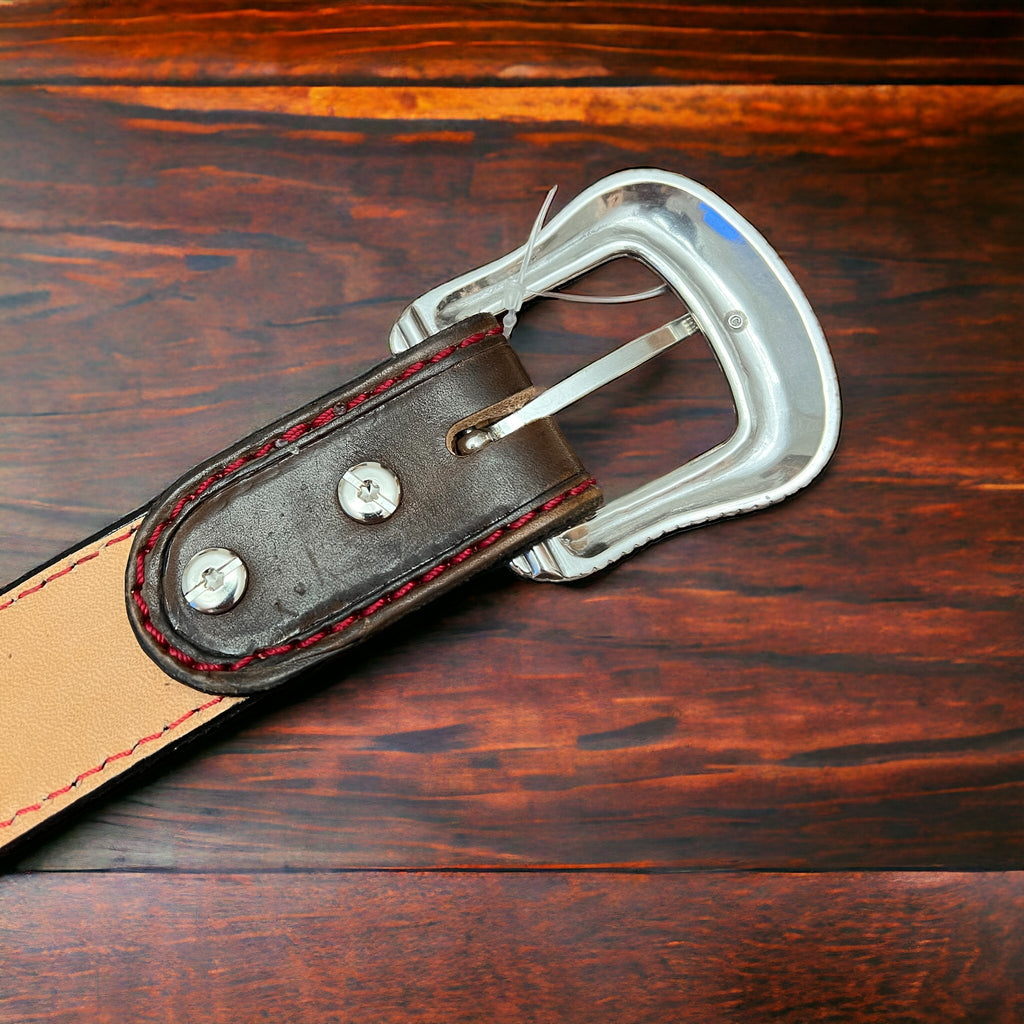 Hand-Tooled Western Leather Belt — Floral Design (32–36 Waist) - Rooted & Reckless Co.