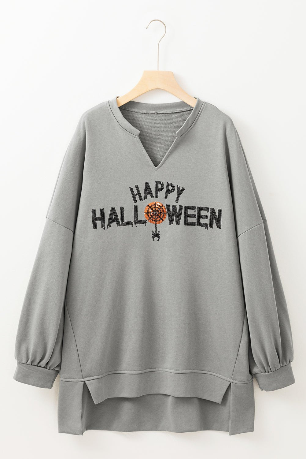 Happy Halloween Sequin Graphic Long Sleeve Top - Rooted & Reckless Co.