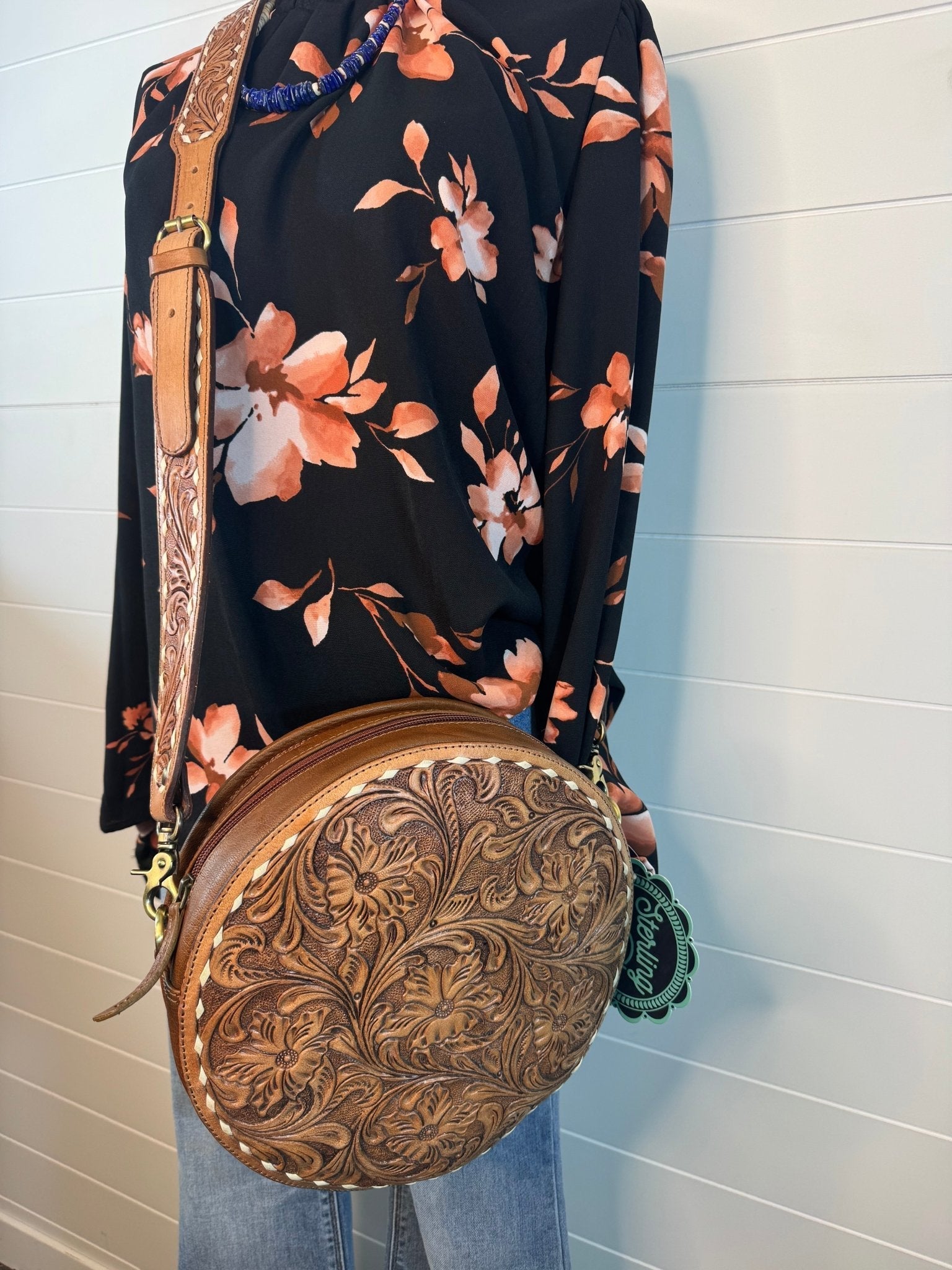 Haptics Floral Frilled Mock Neck Western Blouse — Bubble Long Sleeve Woven Top (small and medium remaining) - Rooted & Reckless Co.