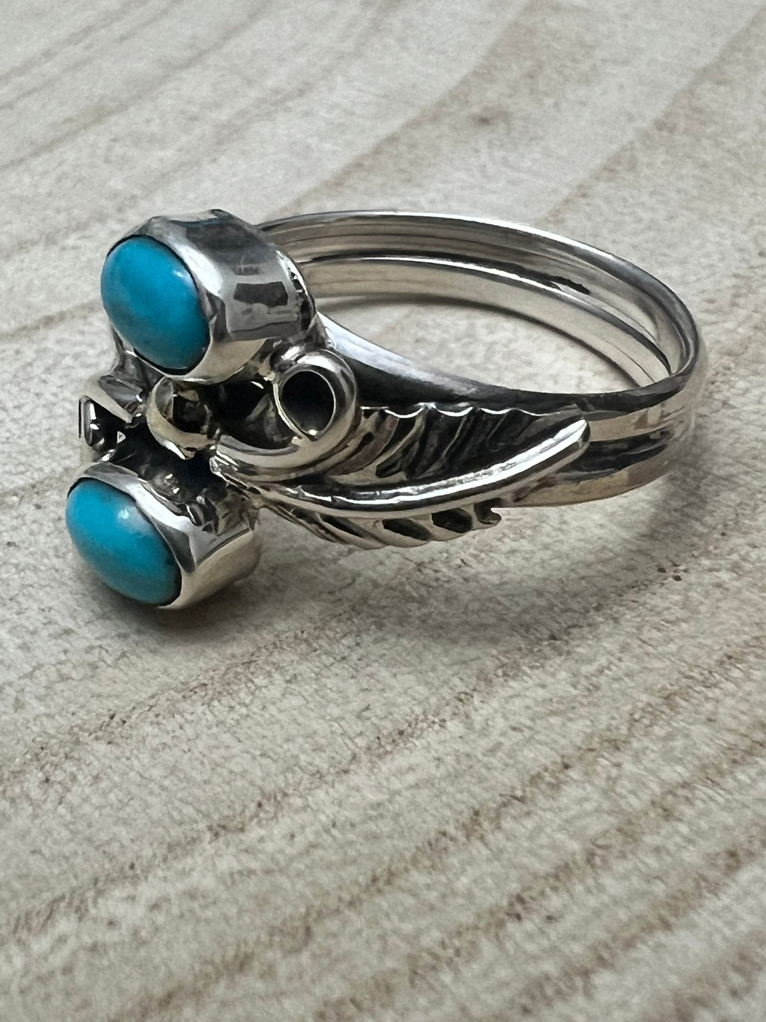 Harry Yazzie Navajo Kingman Turquoise Sterling Silver Ring — Size 7 - Rooted & Reckless Co.