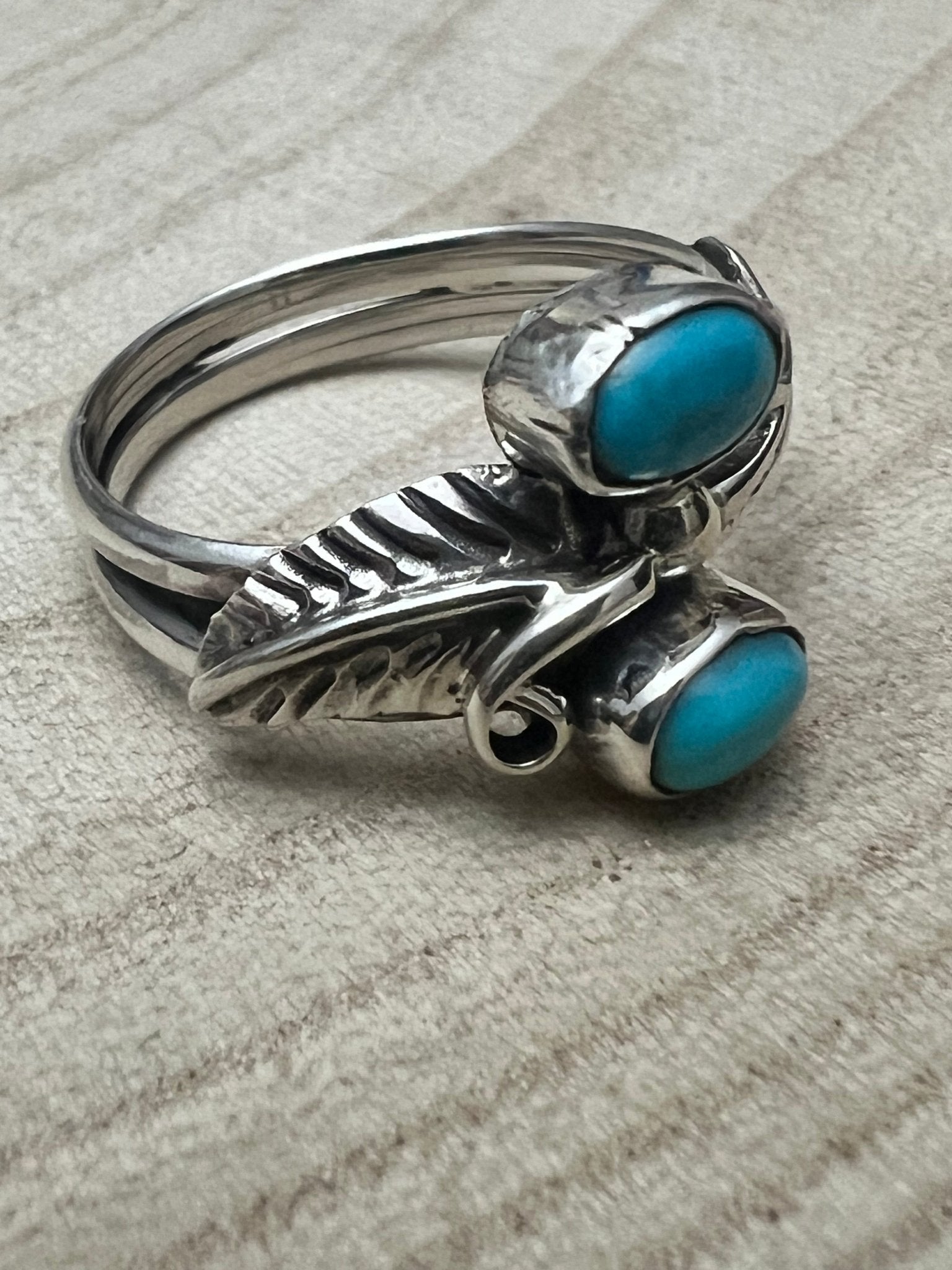 Harry Yazzie Navajo Kingman Turquoise Sterling Silver Ring — Size 7 - Rooted & Reckless Co.