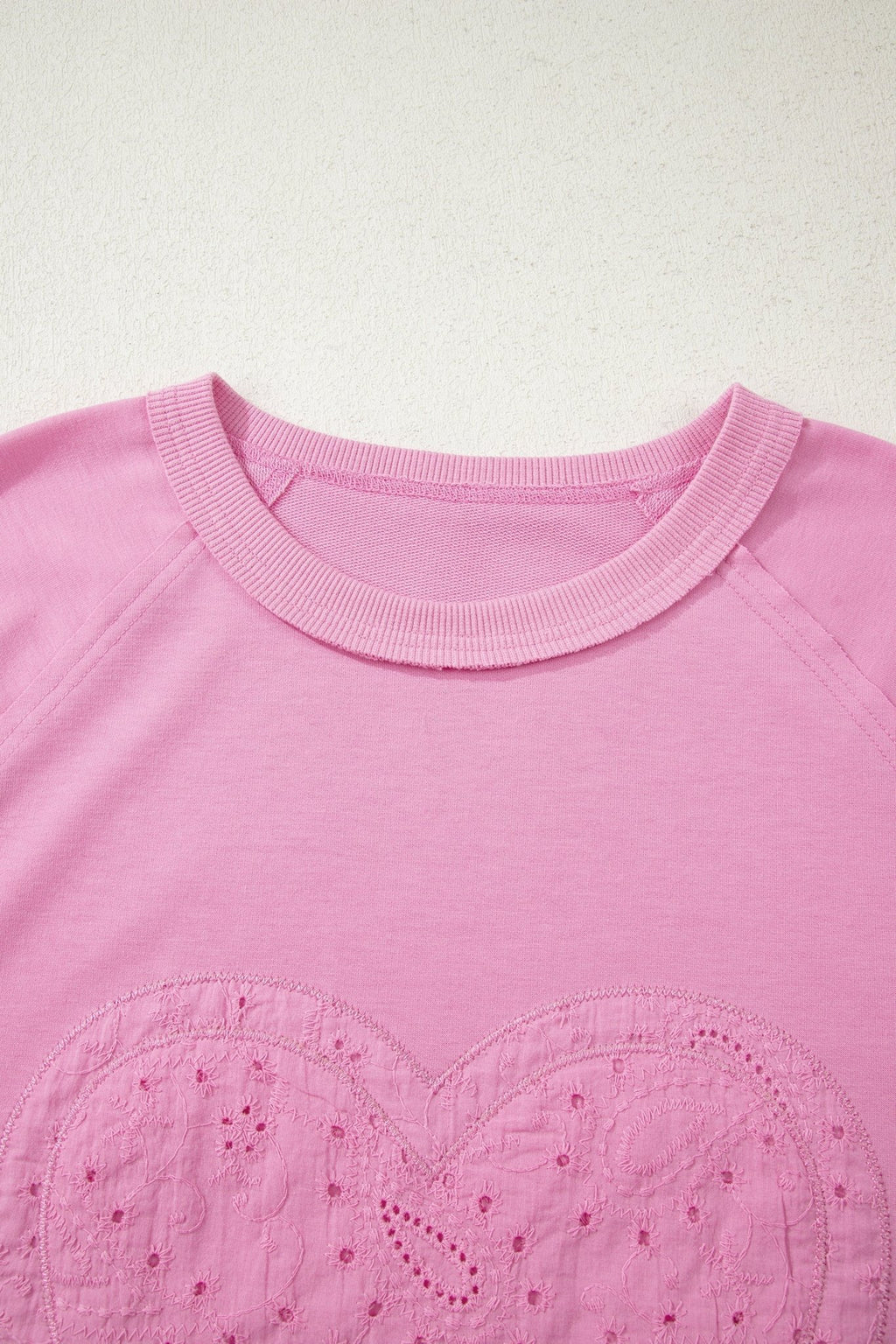 Heart Embroidered Eyelet Patchwork Long Sleeve Top - Rooted & Reckless Co.