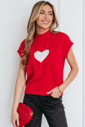 Heart Graphic Cropped Short Sleeve Sweater - Rooted & Reckless Co.