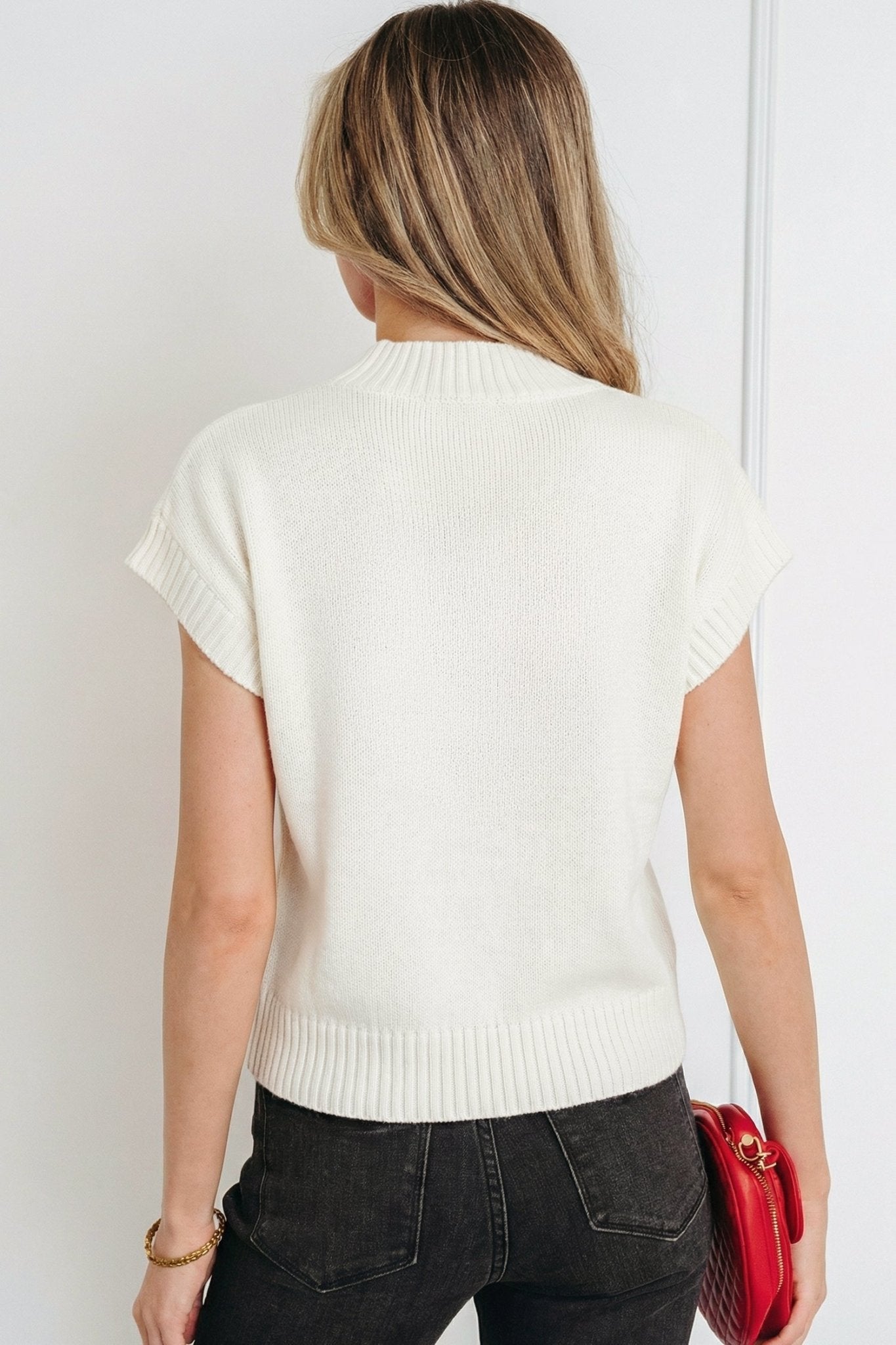 Heart Graphic Cropped Short Sleeve Sweater - Rooted & Reckless Co.