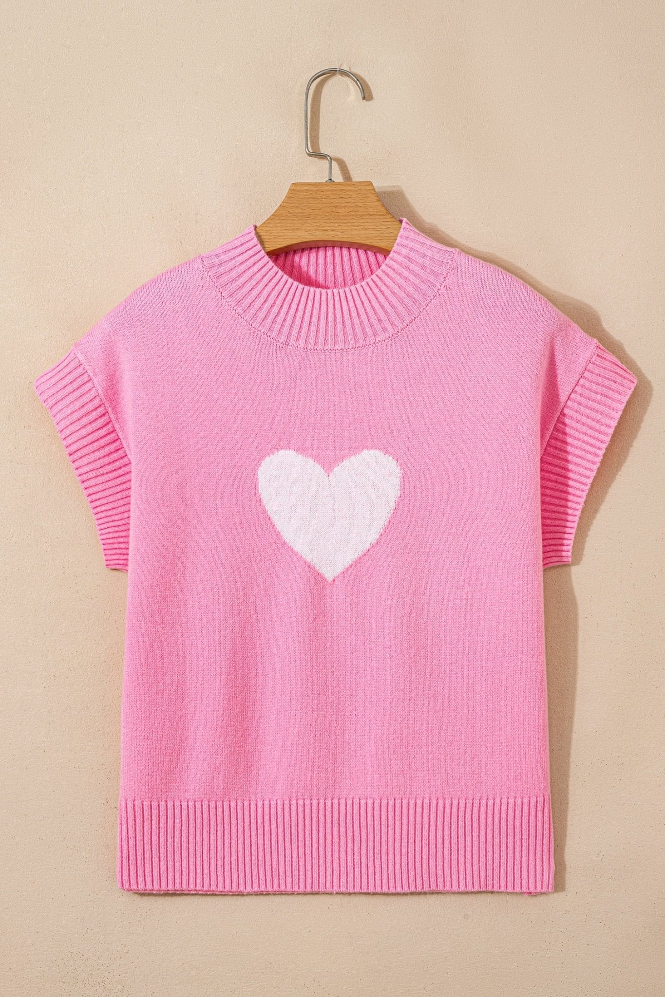 Heart Graphic Cropped Short Sleeve Sweater - Rooted & Reckless Co.
