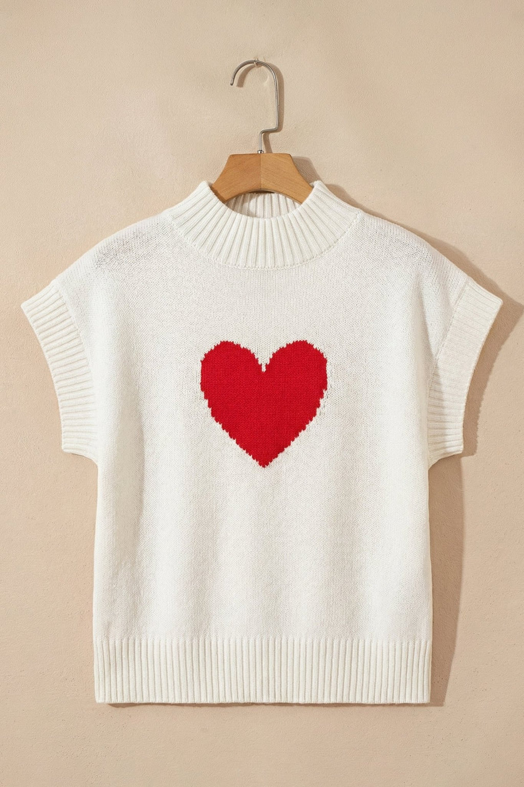 Heart Graphic Cropped Short Sleeve Sweater - Rooted & Reckless Co.